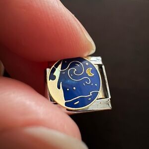 Starry Night–Inspired Italian Charm – Blue Enamel Night Sky